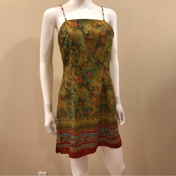 No Boundaries Dresses & Skirts - Vintage y2k No Boundaries Boho Mini Dress Size Medium Juniors Green Sundress